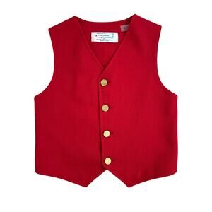 Vintage Boys Size 5 Red Vest Gold Button Formal Holiday Ring Bearer made in USA